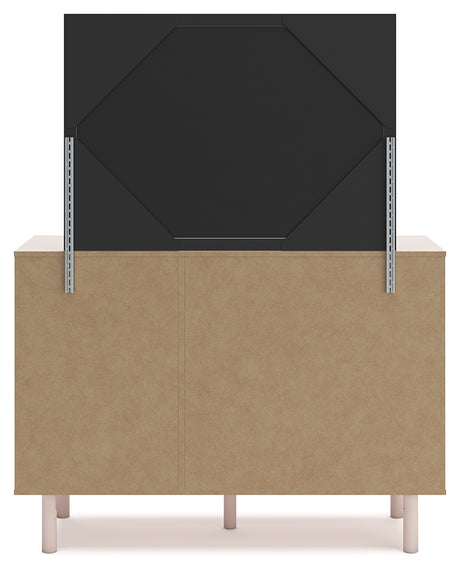 Wistenpine Blush Twin Upholstered Panel Headboard & Dresser & Mirror - Ornate Home