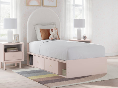 Wistenpine Blush Twin Upholstered Panel Youth Bed with Storage (2 drawers) - Ornate Home