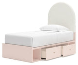 Wistenpine Blush Twin Upholstered Panel Youth Bed with Storage (2 drawers) - Ornate Home