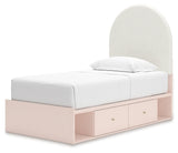 Wistenpine Blush Twin Upholstered Panel Youth Bed with Storage (2 drawers) - Ornate Home