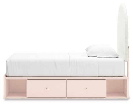 Wistenpine Blush Twin Upholstered Panel Youth Bed with Storage (2 drawers) - Ornate Home
