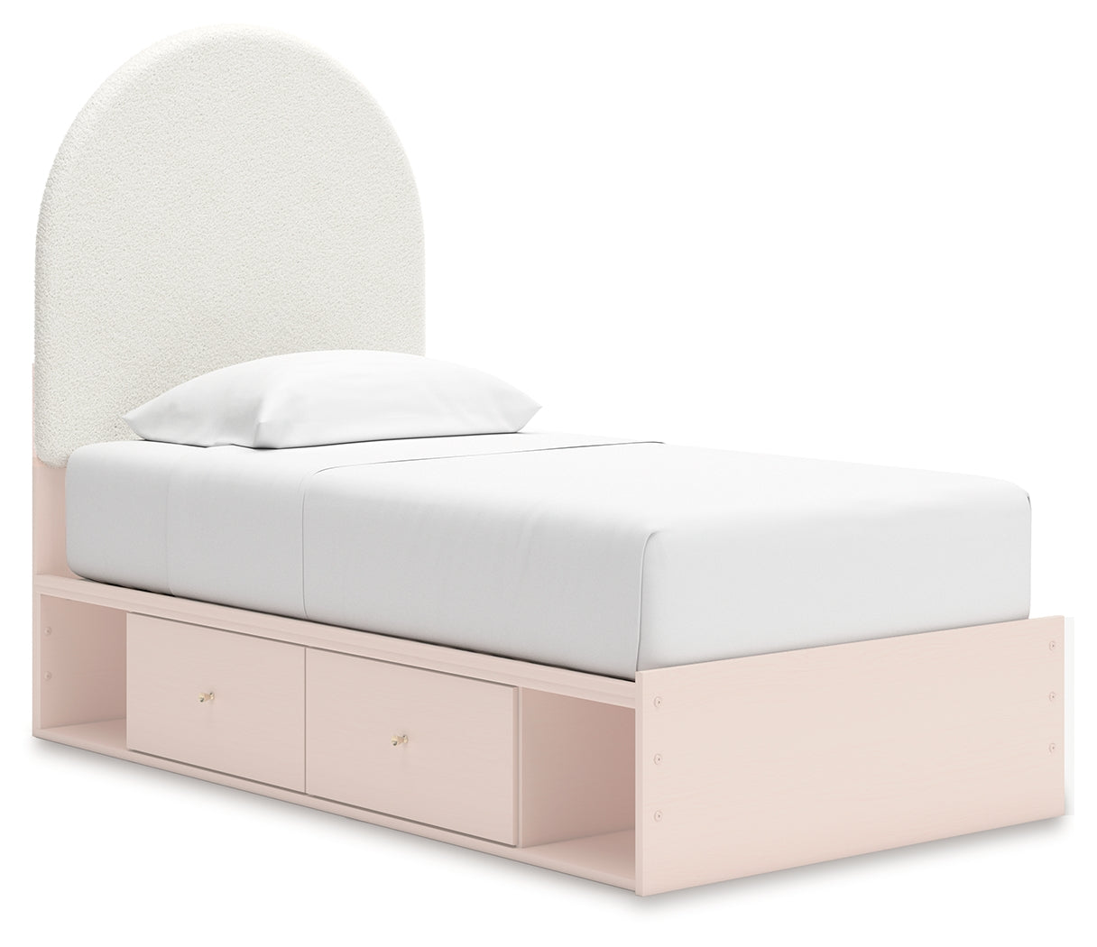 Wistenpine Blush Twin Upholstered Panel Youth Bed with Storage (4 drawers) - Ornate Home