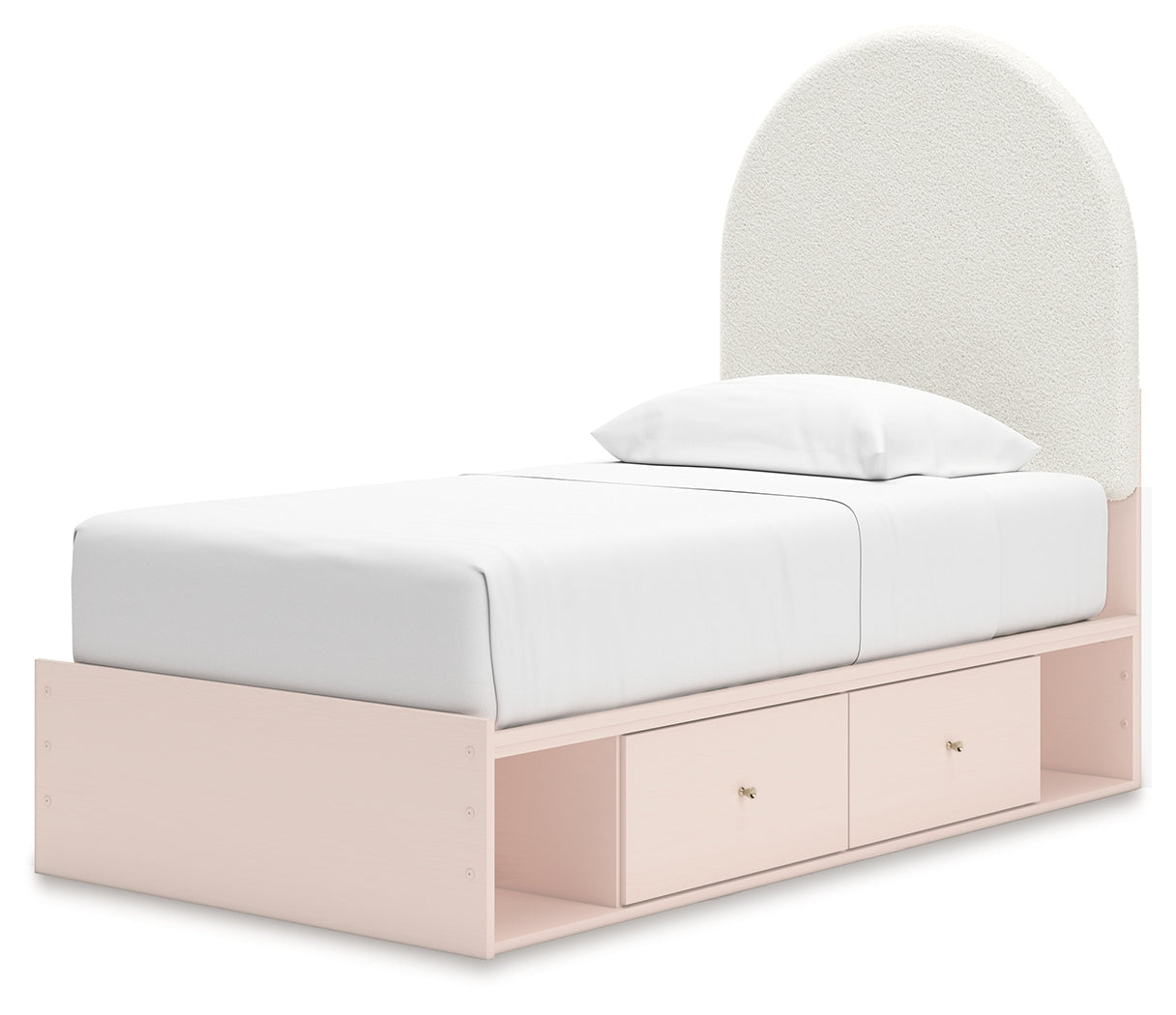Wistenpine Blush Twin Upholstered Panel Youth Bed with Storage (4 drawers) - Ornate Home