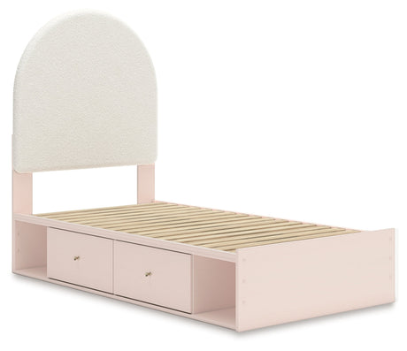 Wistenpine Blush Twin Upholstered Panel Youth Bed with Storage (4 drawers) - Ornate Home