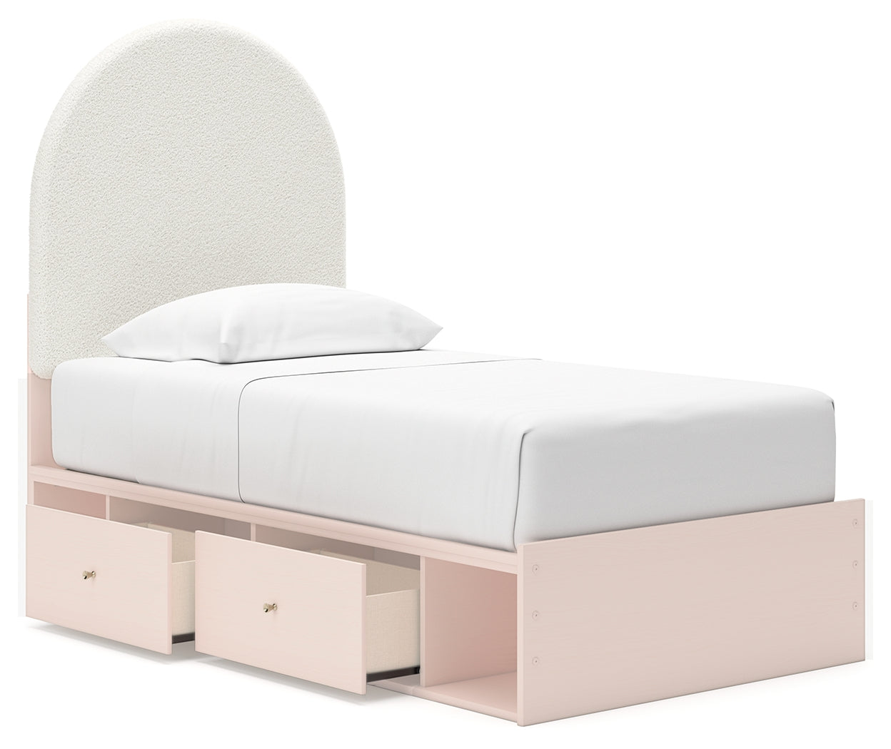 Wistenpine Blush Twin Upholstered Panel Youth Bed with Storage (4 drawers) - Ornate Home