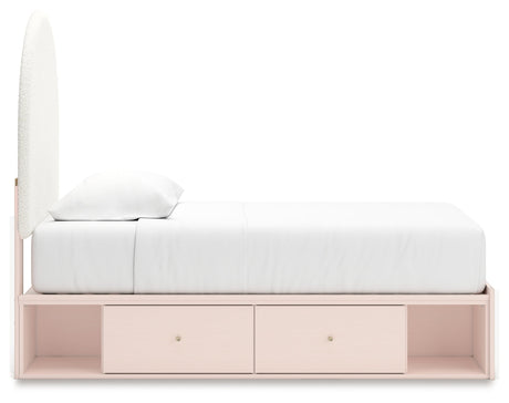 Wistenpine Blush Twin Upholstered Panel Youth Bed with Storage (4 drawers) - Ornate Home
