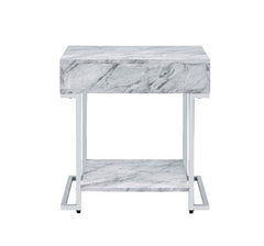 Wither White/Chrome Accent Table - Ornate Home