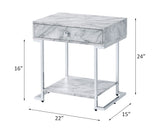 Wither White/Chrome Accent Table - Ornate Home
