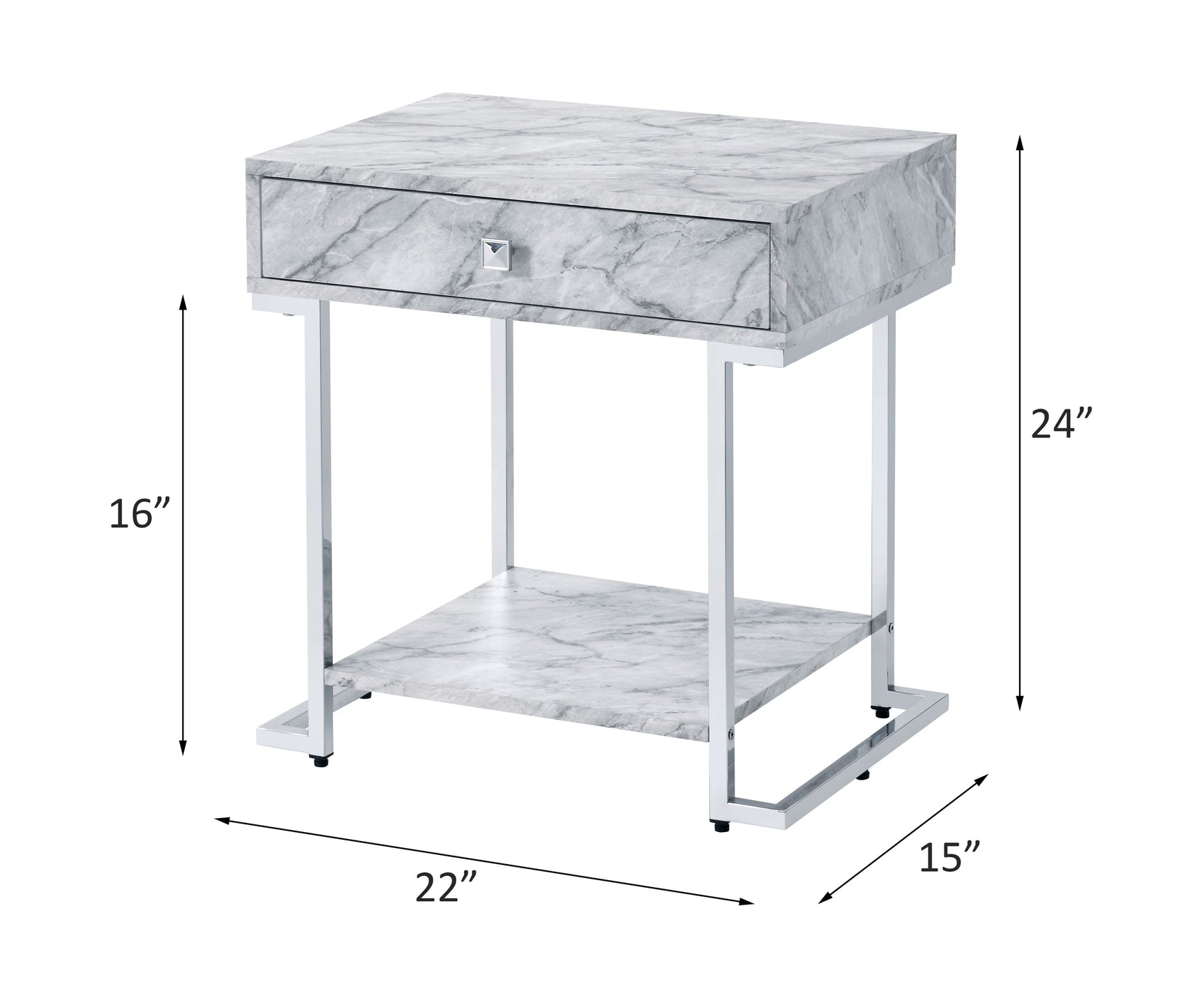 Wither White/Chrome Accent Table - Ornate Home