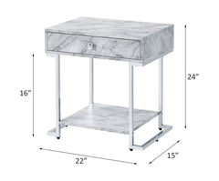Wither White/Chrome Accent Table - Ornate Home