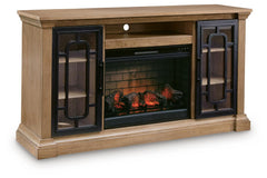 Wittenmyer Natural/Black 72" TV Stand with Electric Fireplace - Ornate Home