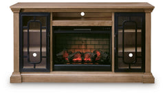 Wittenmyer Natural/Black 72" TV Stand with Electric Fireplace - Ornate Home