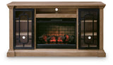 Wittenmyer Natural/Black 72" TV Stand with Electric Fireplace - Ornate Home