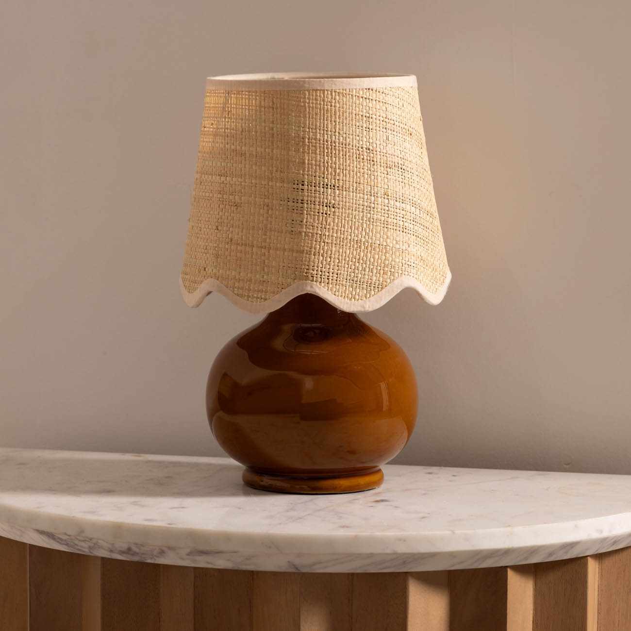 Wokila Tan Solid Ceramic Table Lamp - Ornate Home