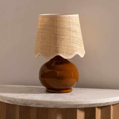 Wokila Tan Solid Ceramic Table Lamp - Ornate Home
