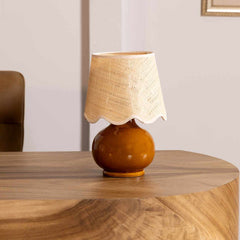 Wokila Tan Solid Ceramic Table Lamp - Ornate Home