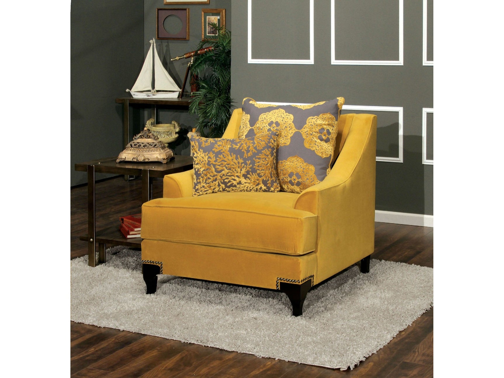 Wolver Gold/Gray Chair - Ornate Home