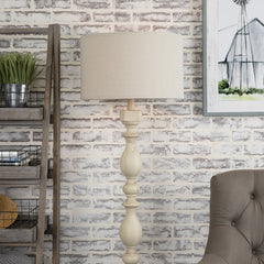 Wood Post White Floor Lamp - Ornate Home
