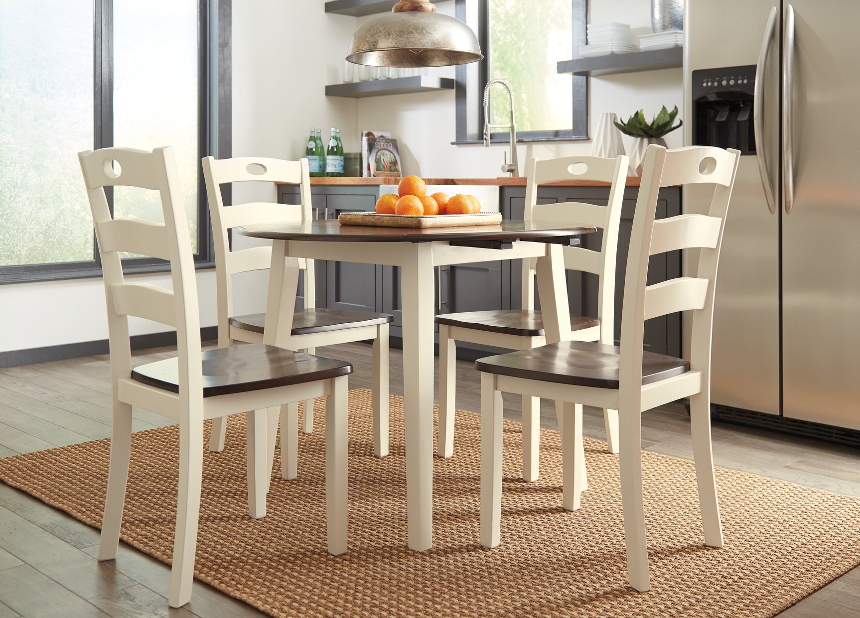 Woodanville Cream/Brown Dining Table with 4 Chairs - Ornate Home