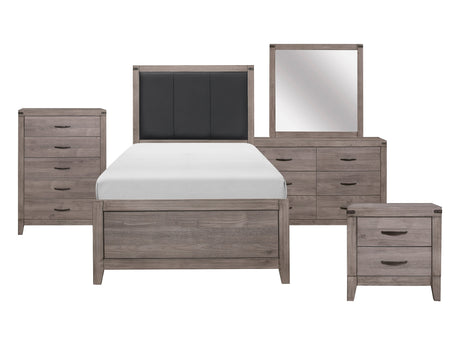 Woodrow Brownish Gray/Black 5-Piece Twin Bedroom Set - Ornate Home
