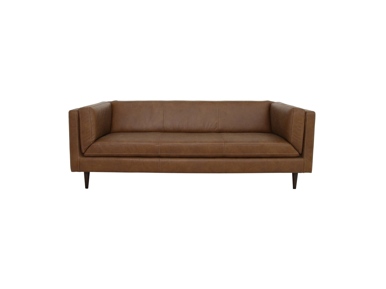 Woods Brown Leather Sofa - Ornate Home