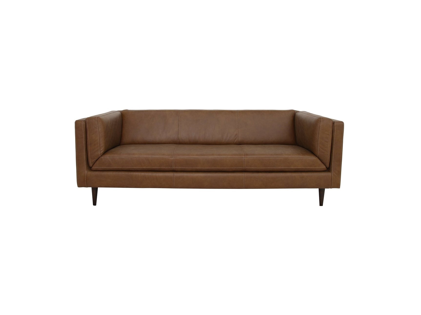 Woods Brown Leather Sofa - Ornate Home