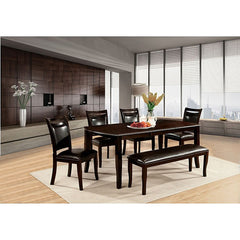 Woodside Dark Cherry/Espresso 6 Pc Dining Table Set w/ Bench - Ornate Home