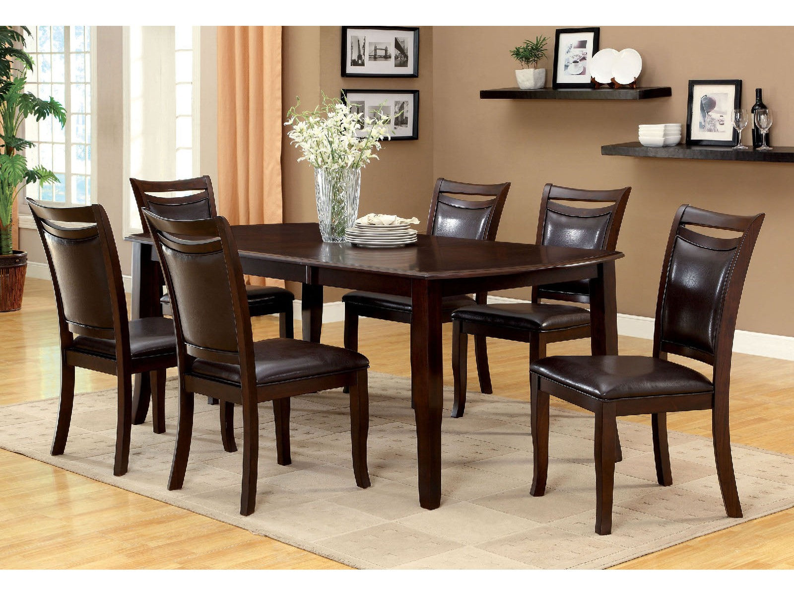 Woodside Dark Cherry/Espresso 7 Pc. Dining Room Set - Ornate Home
