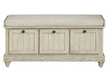 Woodwell Antique White Lift Top Storage Bench - Ornate Home
