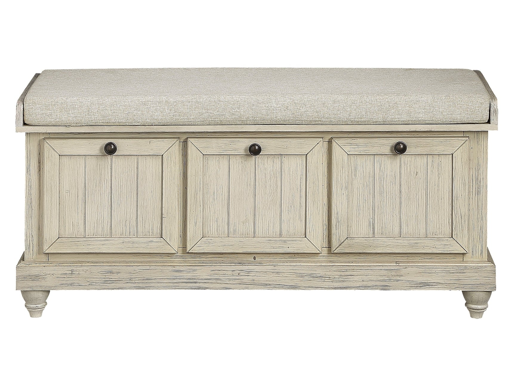 Woodwell Antique White Lift Top Storage Bench - Ornate Home