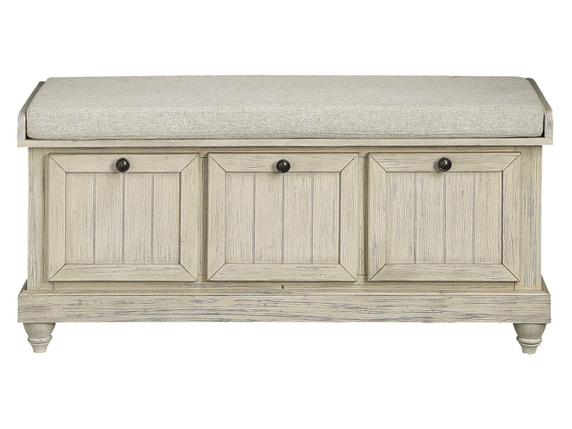 Woodwell Antique White Lift Top Storage Bench - Ornate Home