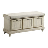Woodwell Antique White Lift Top Storage Bench - Ornate Home