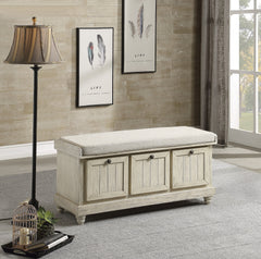 Woodwell Antique White Lift Top Storage Bench - Ornate Home