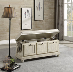 Woodwell Antique White Lift Top Storage Bench - Ornate Home