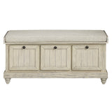 Woodwell Antique White Lift Top Storage Bench - Ornate Home