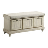 Woodwell Antique White Lift Top Storage Bench - Ornate Home