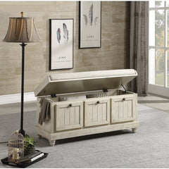 Woodwell Antique White Lift Top Storage Bench - Ornate Home