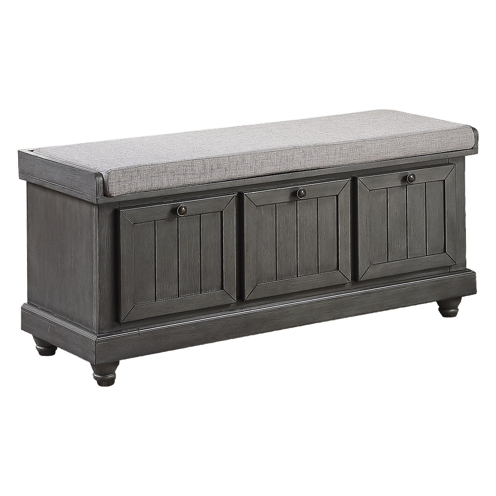 Woodwell Dark Gray Lift Top Storage Bench - Ornate Home