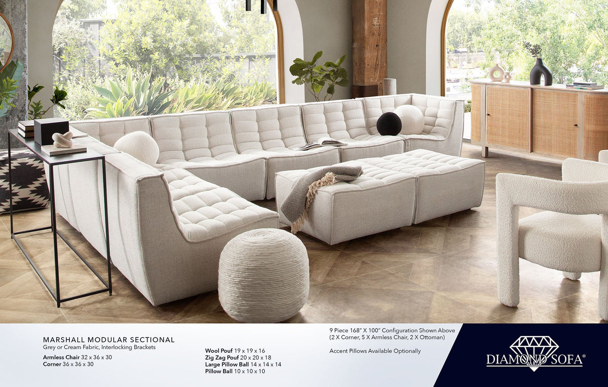 Wool White Natural Wool Pouf - Ornate Home