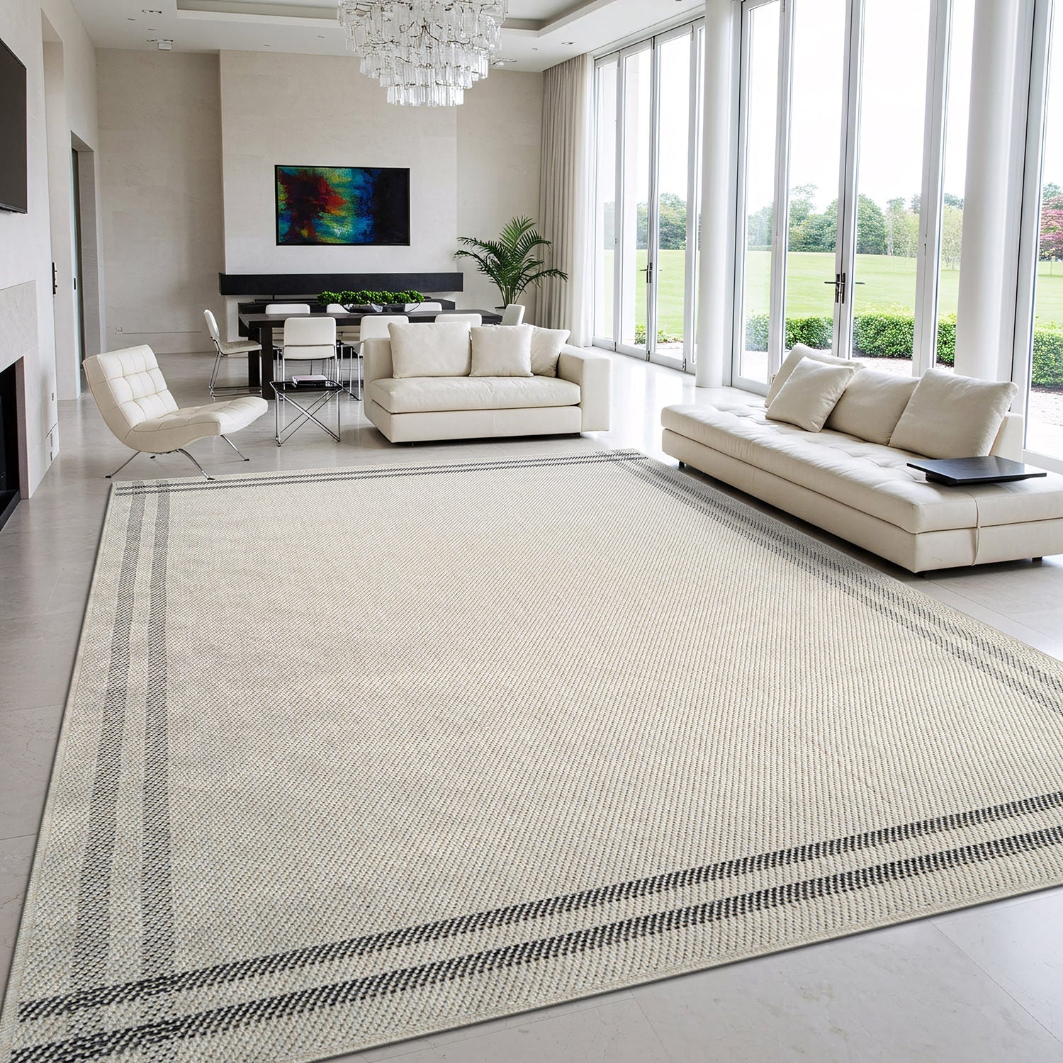 Woolen Bone 7 Washable Jute-Look Rug | Minimalist Decor - Ornate Home