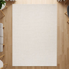 Woolen Bone Jute-Look Area Rug | Bright & Washable - Ornate Home