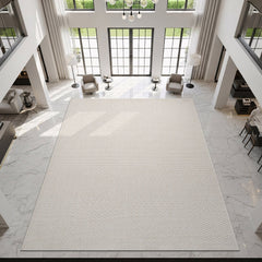 Woolen Bone Jute-Look Area Rug | Bright & Washable - Ornate Home