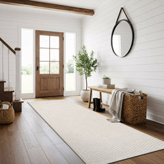 Woolen Bone Jute-Look Area Rug | Bright & Washable - Ornate Home