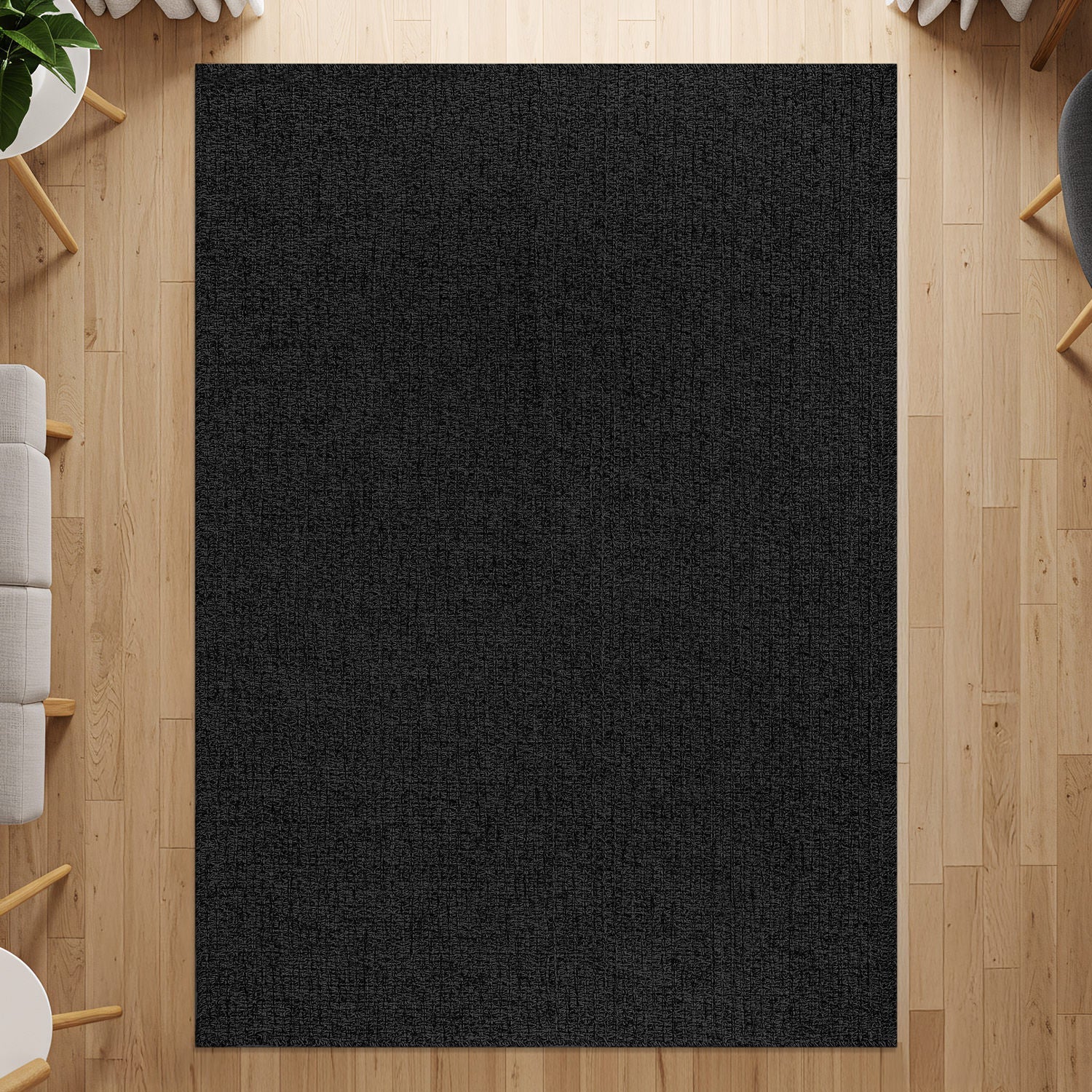 Woolen Dark Gray Jute-Look Area Rug | High-Traffic Ready - Ornate Home