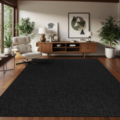 Woolen Dark Gray Jute-Look Area Rug | High-Traffic Ready - Ornate Home