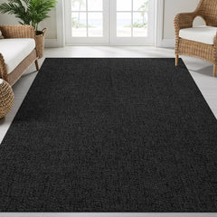Woolen Dark Gray Jute-Look Area Rug | High-Traffic Ready - Ornate Home