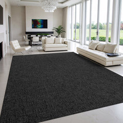 Woolen Dark Gray Jute-Look Area Rug | High-Traffic Ready - Ornate Home