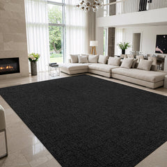 Woolen Dark Gray Jute-Look Area Rug | High-Traffic Ready - Ornate Home