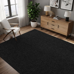 Woolen Dark Gray Jute-Look Area Rug | High-Traffic Ready - Ornate Home
