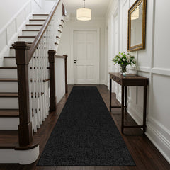 Woolen Dark Gray Jute-Look Area Rug | High-Traffic Ready - Ornate Home